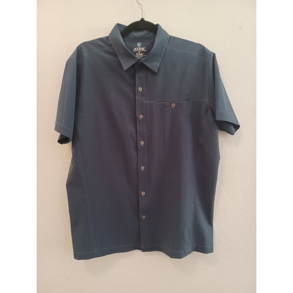 Kuhl Tufflex Shirt Mens Sz M Dark Blue Short Sleeve Outdoor Hiking Casual Active